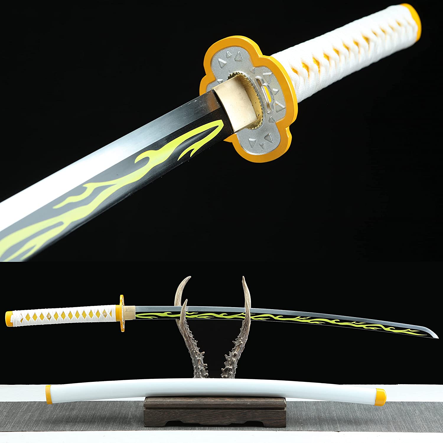 Handmade Demon Slayer Sword Rengoku Tanjirou Real Metal Full Tang Cosplay Replica