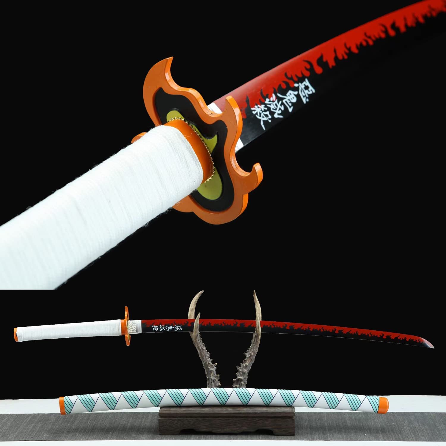 Handmade Demon Slayer Sword Rengoku Tanjirou Real Metal Full Tang Cosplay Replica