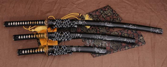 Japanese Samurai Battle Ready Dragon Sword Set Katana+wakizashi+tanto - Masamune Swords-Samurai Katana Swords UK For Sale