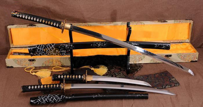 Japanese Samurai Battle Ready Dragon Sword Set Katana+wakizashi+tanto - Masamune Swords-Samurai Katana Swords UK For Sale