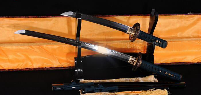 Authentic Clay Tempered Blade Japanese Samurai Sword Set(wakizashi+tanto) - Masamune Swords-Samurai Katana Swords UK For Sale