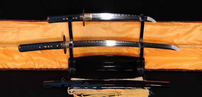 Authentic Clay Tempered Blade Japanese Samurai Sword Set(wakizashi+tanto) - Masamune Swords-Samurai Katana Swords UK For Sale