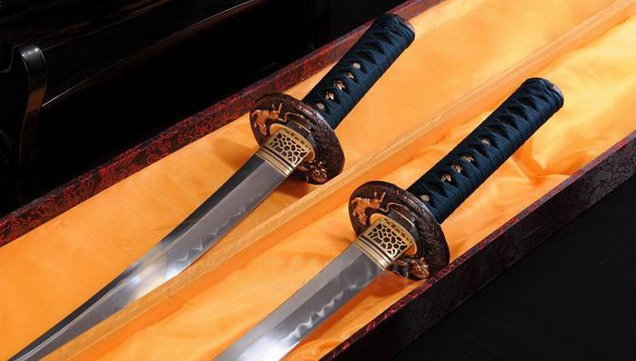 Authentic Clay Tempered Blade Japanese Samurai Sword Set(wakizashi+tanto) - Masamune Swords-Samurai Katana Swords UK For Sale