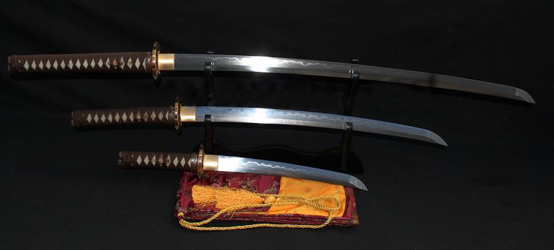 Japanese Samurai Clay Tempered Sanmai Sharp Sword(set) Katana+wakizashi+tanto - Masamune Swords-Samurai Katana Swords UK For Sale