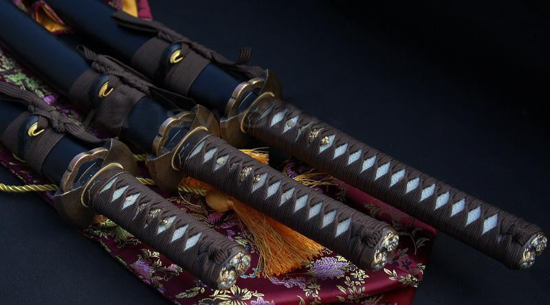 Japanese Samurai Clay Tempered Sanmai Sharp Sword(set) Katana+wakizashi+tanto - Masamune Swords-Samurai Katana Swords UK For Sale