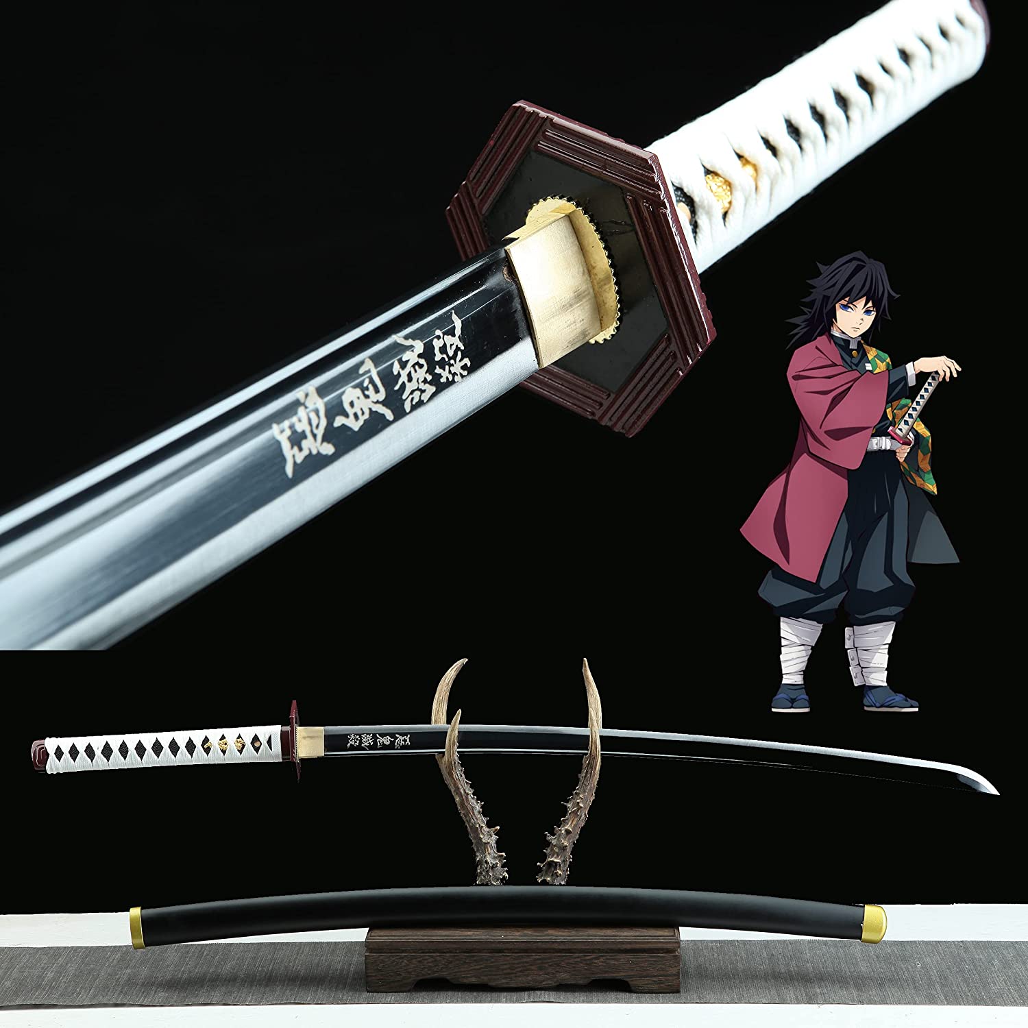 Handmade Demon Slayer Sword Rengoku Tanjirou Real Metal Full Tang Cosplay Replica