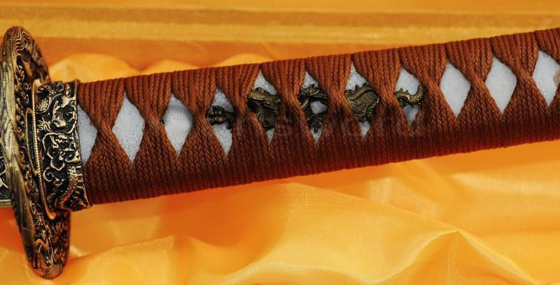Japanese Clay Tempered Samurai Sowrd Katana Dragon Tsuba - Masamune Swords-Samurai Katana Swords UK For Sale