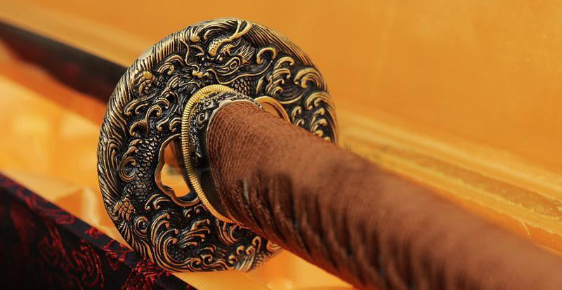 Japanese Clay Tempered Samurai Sowrd Katana Dragon Tsuba - Masamune Swords-Samurai Katana Swords UK For Sale