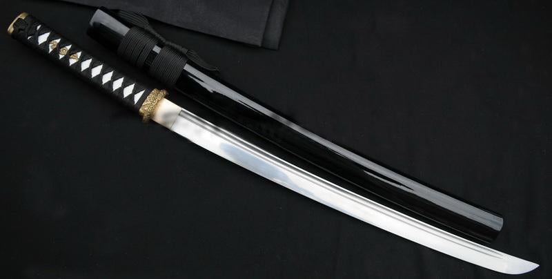 Hand Forged Black Japanese Samurai Wakizashi Sword Sharp Carbon Steel Blade - Masamune Swords-Samurai Katana Swords UK For Sale
