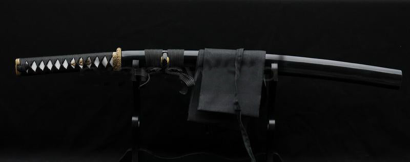 Hand Forged Black Japanese Samurai Wakizashi Sword Sharp Carbon Steel Blade - Masamune Swords-Samurai Katana Swords UK For Sale
