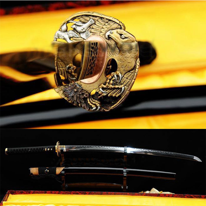 Folded Steel Clay Tempered Katana Samurai Sword Functional Sharpened - Masamune Swords-Samurai Katana Swords UK For Sale