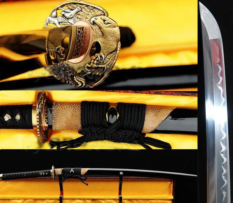 Folded Steel Clay Tempered Katana Samurai Sword Functional Sharpened - Masamune Swords-Samurai Katana Swords UK For Sale