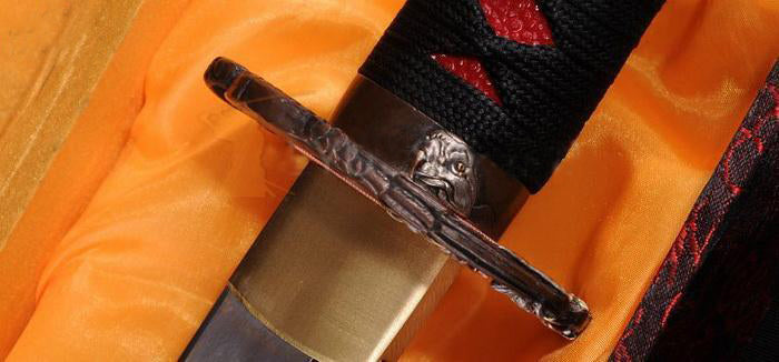 Japanese Wakizashi Sword Clay Tempered Blade Eagle Tsuba - Masamune Swords-Samurai Katana Swords UK For Sale