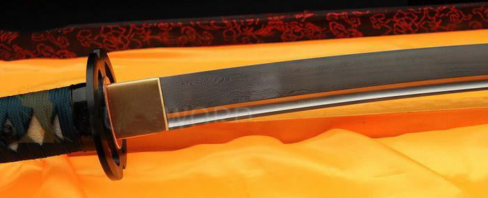 Folded Steel Samurai Wakizashi Sword Sharp Blade Iron Tsuba - Masamune Swords-Samurai Katana Swords UK For Sale