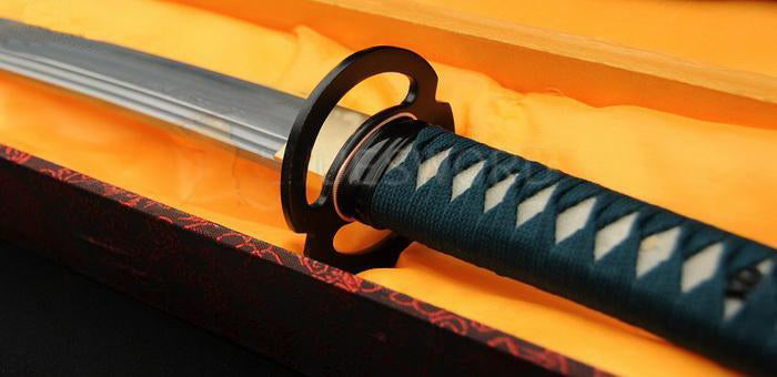 Folded Steel Samurai Wakizashi Sword Sharp Blade Iron Tsuba - Masamune Swords-Samurai Katana Swords UK For Sale