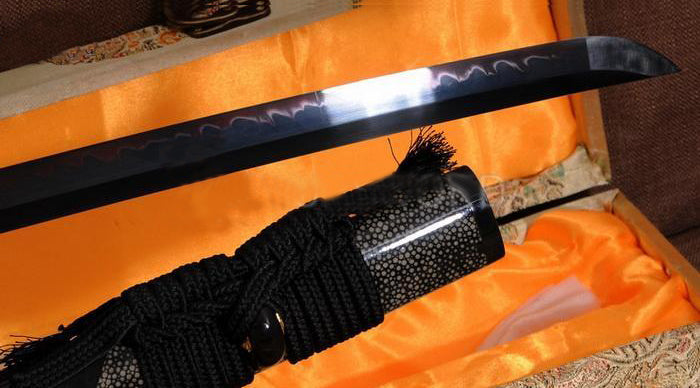 Black Steel Japanese Samurai Katana Sword Clay Tempered Sharp - Masamune Swords-Samurai Katana Swords UK For Sale
