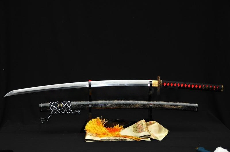 High Quality Japanese Samurai Sword Katana Clay Tempered Blade Real Rayskin Saya