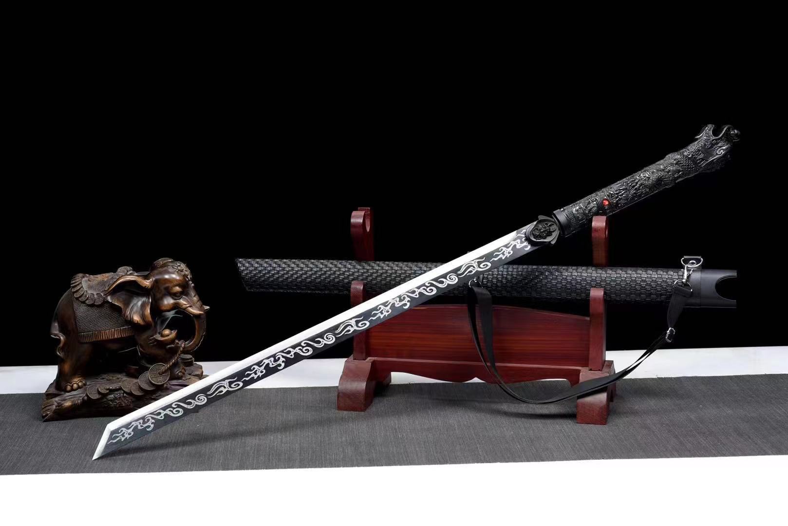 High Carbon Steel Samurai Swords Full Tang Blade Katana Japanese Swords Black Blade - Masamune Swords-Samurai Katana Swords UK For Sale