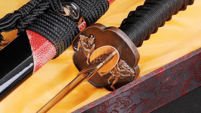 Authentic Japanese Samurai Wakizashi Sword Clay Tempered Blade Brass Tsuba - Masamune Swords-Samurai Katana Swords UK For Sale