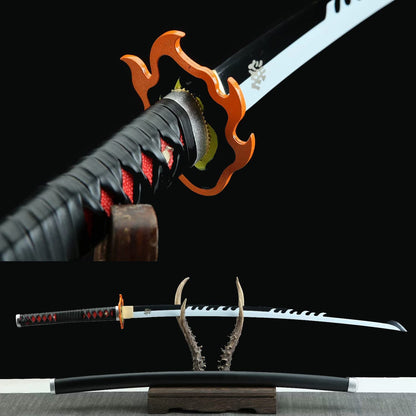 Handmade Demon Slayer Sword Rengoku Tanjirou Real Metal Full Tang Cosplay Replica