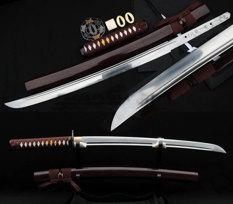 Hand Forged Butterfly Tsuba Japanese Samurai Wakizashi Sword Carbon Steel Blade - Masamune Swords-Samurai Katana Swords UK For Sale