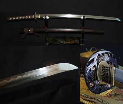 JAPANESE CLAY TEMPERED SANMAI FULLTANG SAMURAI SWORD ROSEWOOD SAYA - Masamune Swords-Samurai Katana Swords UK For Sale