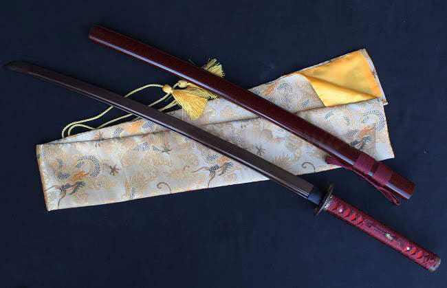 Japanese Samurai Sword Damascus Blade Red Folded Steel Katana Sword - Masamune Swords-Samurai Katana Swords UK For Sale