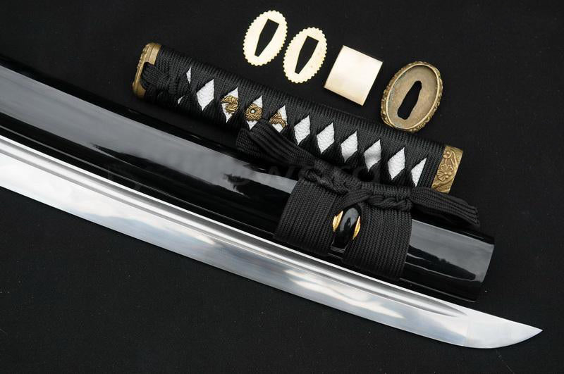 Hand Forged Black Japanese Samurai Wakizashi Sword Sharp Carbon Steel Blade - Masamune Swords-Samurai Katana Swords UK For Sale