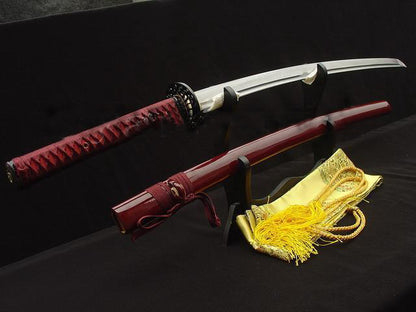 Handmade Red Japanese Sword Samurai Katana Folded Steel Full Tang Blade Sharp - Masamune Swords-Samurai Katana Swords UK For Sale