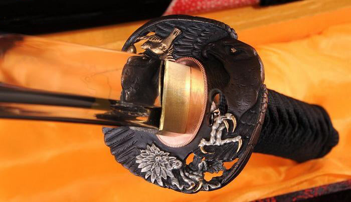 Japanese Wakizashi Sword Clay Tempered Blade Eagle Tsuba - Masamune Swords-Samurai Katana Swords UK For Sale