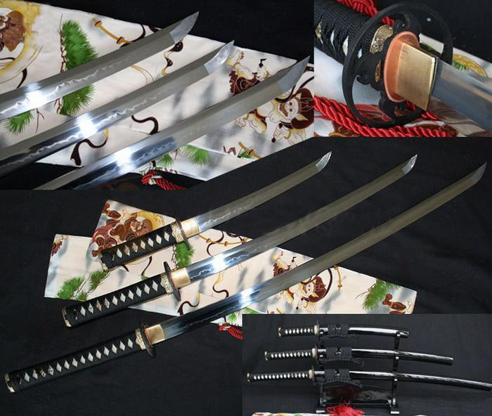 Razor Sharp Japanese Clay Tempered Blade Samurai Sword Set(katana+wakizashi+tanto) - Masamune Swords-Samurai Katana Swords UK For Sale