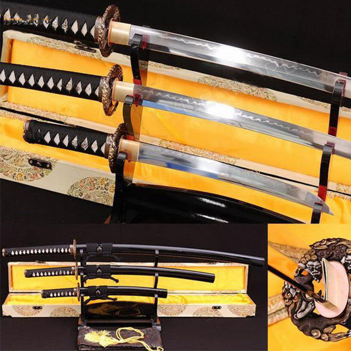 True Clay Tempered Blade Japanese Samurai Sword Set(katana+wakizashi+tanto) - Masamune Swords-Samurai Katana Swords UK For Sale