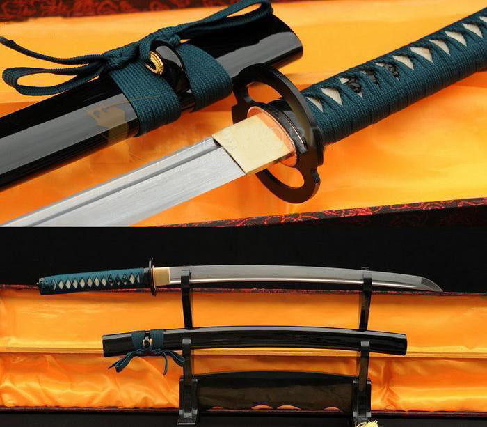 Folded Steel Samurai Wakizashi Sword Sharp Blade Iron Tsuba - Masamune Swords-Samurai Katana Swords UK For Sale