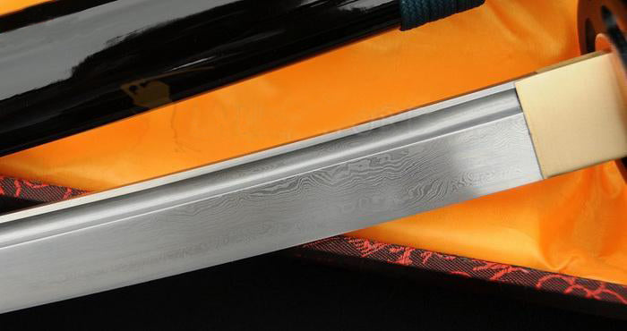 Folded Steel Samurai Wakizashi Sword Sharp Blade Iron Tsuba - Masamune Swords-Samurai Katana Swords UK For Sale