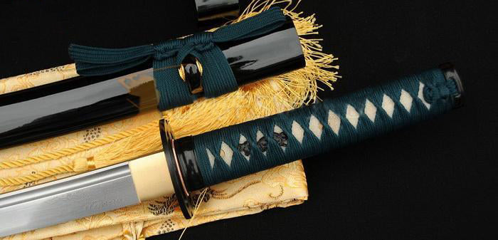 Folded Steel Samurai Wakizashi Sword Sharp Blade Iron Tsuba - Masamune Swords-Samurai Katana Swords UK For Sale