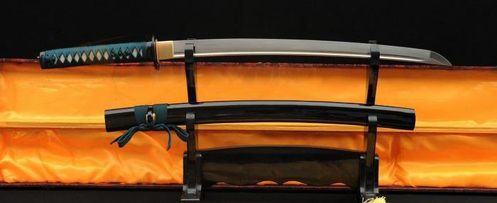 Folded Steel Samurai Wakizashi Sword Sharp Blade Iron Tsuba - Masamune Swords-Samurai Katana Swords UK For Sale