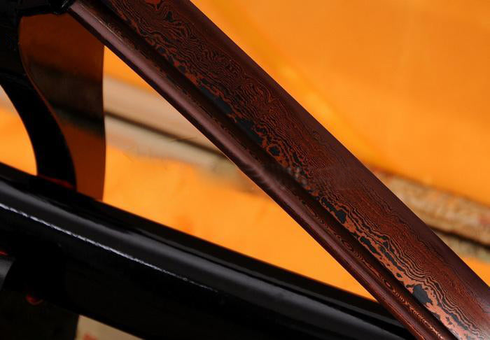 Authentic Samurai Damascu Red Folded Steel Wakizahsi Sword - Masamune Swords-Samurai Katana Swords UK For Sale