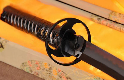 Black Steel Japanese Samurai Katana Sword Clay Tempered Sharp - Masamune Swords-Samurai Katana Swords UK For Sale