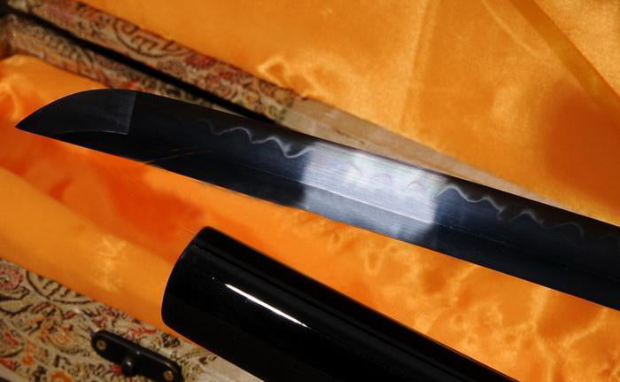 Black Steel Japanese Samurai Katana Sword Clay Tempered Sharp - Masamune Swords-Samurai Katana Swords UK For Sale