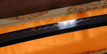 Black Steel Japanese Samurai Katana Sword Clay Tempered Sharp - Masamune Swords-Samurai Katana Swords UK For Sale