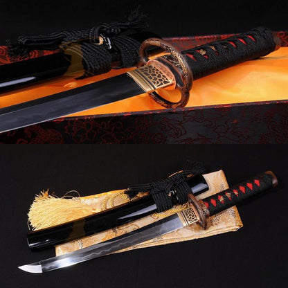 Handmade Foldedsteel Clay Tempered Japanese Sword Tanto Razor Sharp - Masamune Swords-Samurai Katana Swords UK For Sale