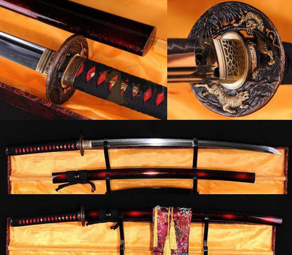RAZOR SHARP CLAY TEMPERED JAPANESE SAMURIA SWORD KATANA TIGER TSUBA - Masamune Swords-Samurai Katana Swords UK For Sale