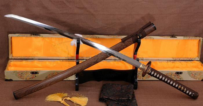 Razor Sharp Folded Steel Clay Tempered Japanese Sword Katana Rosewood Saya - Masamune Swords-Samurai Katana Swords UK For Sale