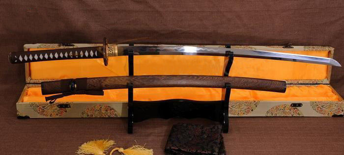 Razor Sharp Folded Steel Clay Tempered Japanese Sword Katana Rosewood Saya - Masamune Swords-Samurai Katana Swords UK For Sale